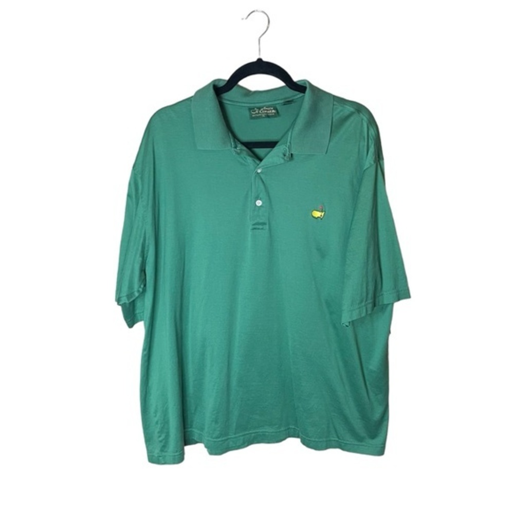Amen Corner Masters Golf Green Polo‎ Map and Flag Short Sleeve Size XL